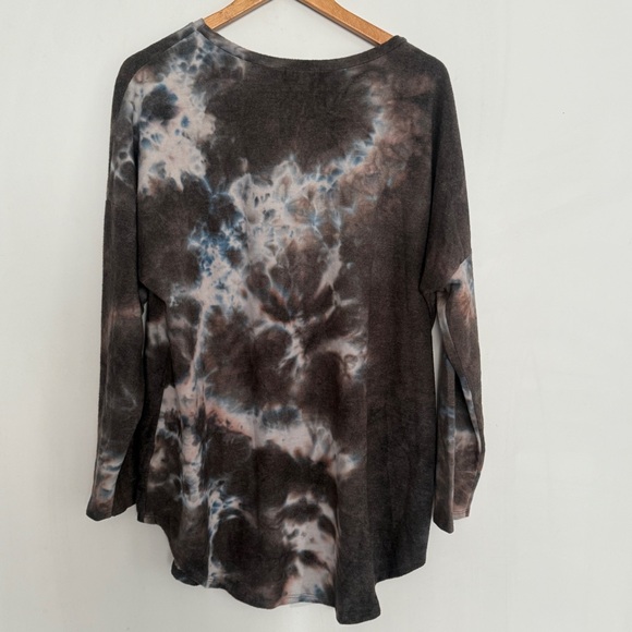 Studio Women Gray Tye Dye Long Dolman Sleeves Pullover Tunic Top Plus Size 3X - Picture 2 of 3